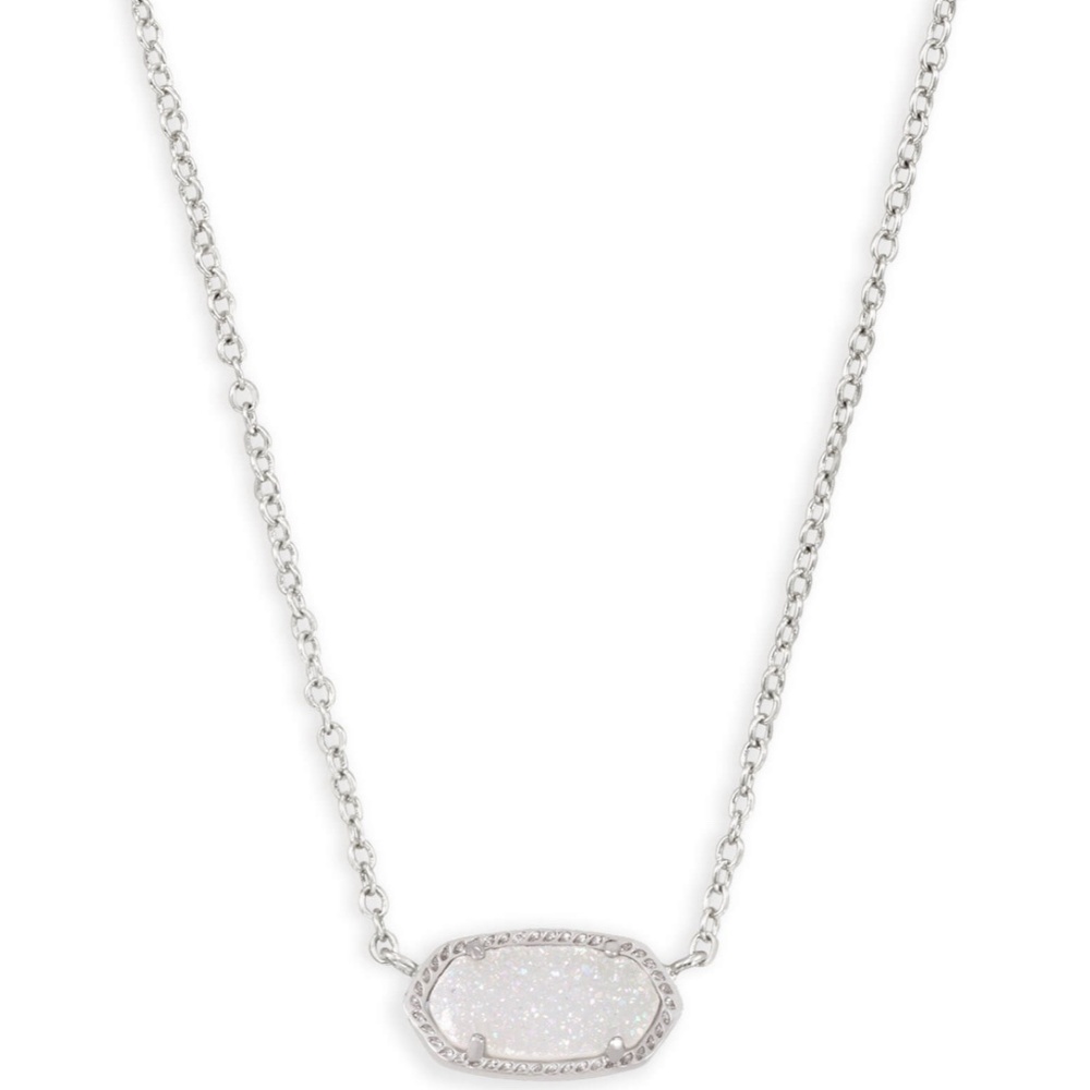 ELISA SILVER PENDANT NECKLACE IN IRIDESCENT DRUSY
